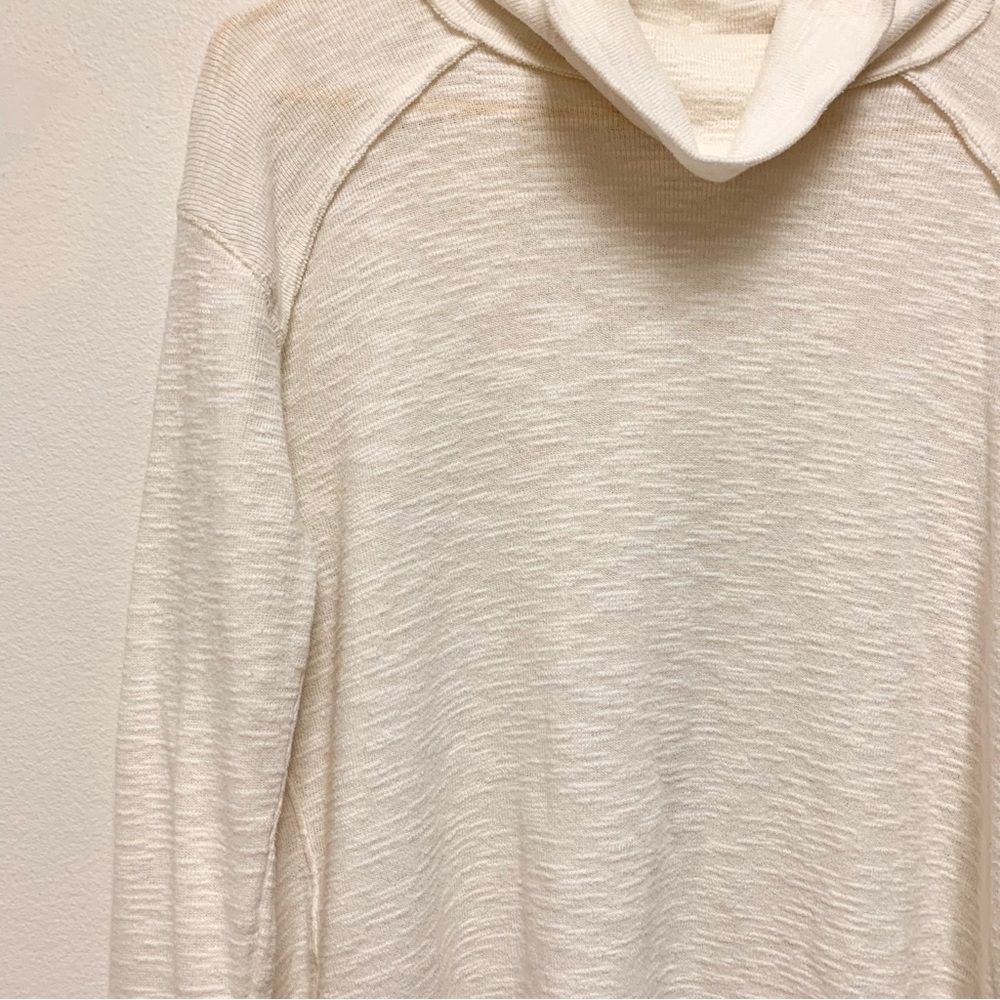 Free People Tara Split Back Turtleneck Top Size Large Ivory Slub Knit‎ - Picture 6 of 14